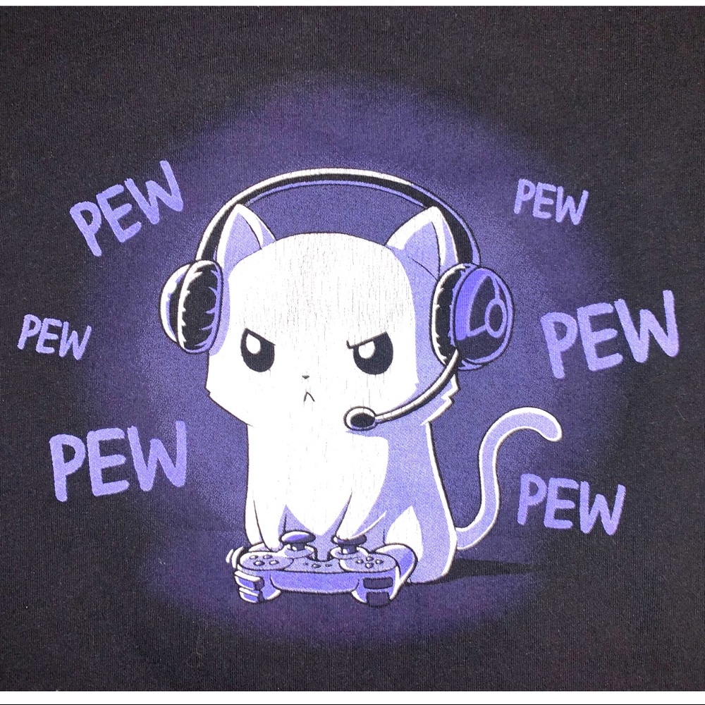 Black Gamer Kitty Goes Pew Tee  (Large?)